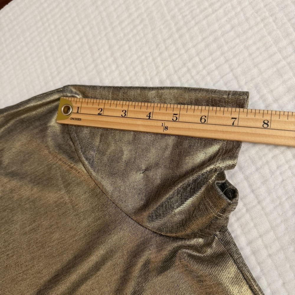 Porridge Shine Glam Tee Shirt Womens Medium Gold Metallic Anthropologie Y2K - Picture 15 of 16